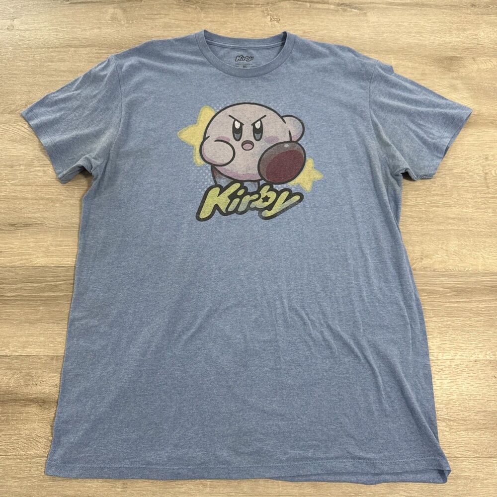 Kirby Shirt Nintendo Video Game Men's Blue Cotton Blend Tee XL